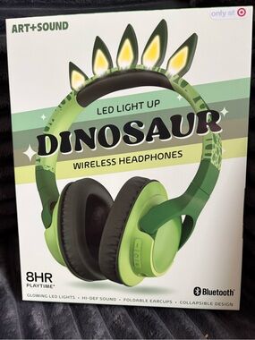 Dinosaur LED Light-Up Wireless On-Ear Headphones - Green